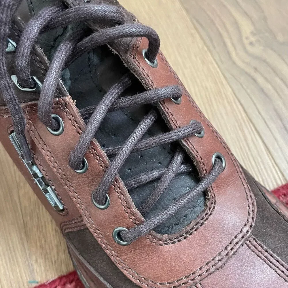 310 Motoring Wraith Chocolate Brown Leather Ankle Boots Lace Up 11